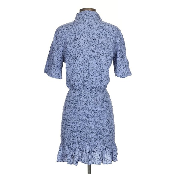 & Other Stories Women's Mini Dress US 4 Purple 100% Viscose Smocked Skirt Collar - Picture 2 of 5